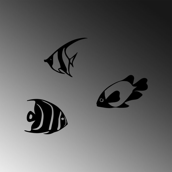 Wallity Fishes - 300 Escultura de Pared de Metal Negra
